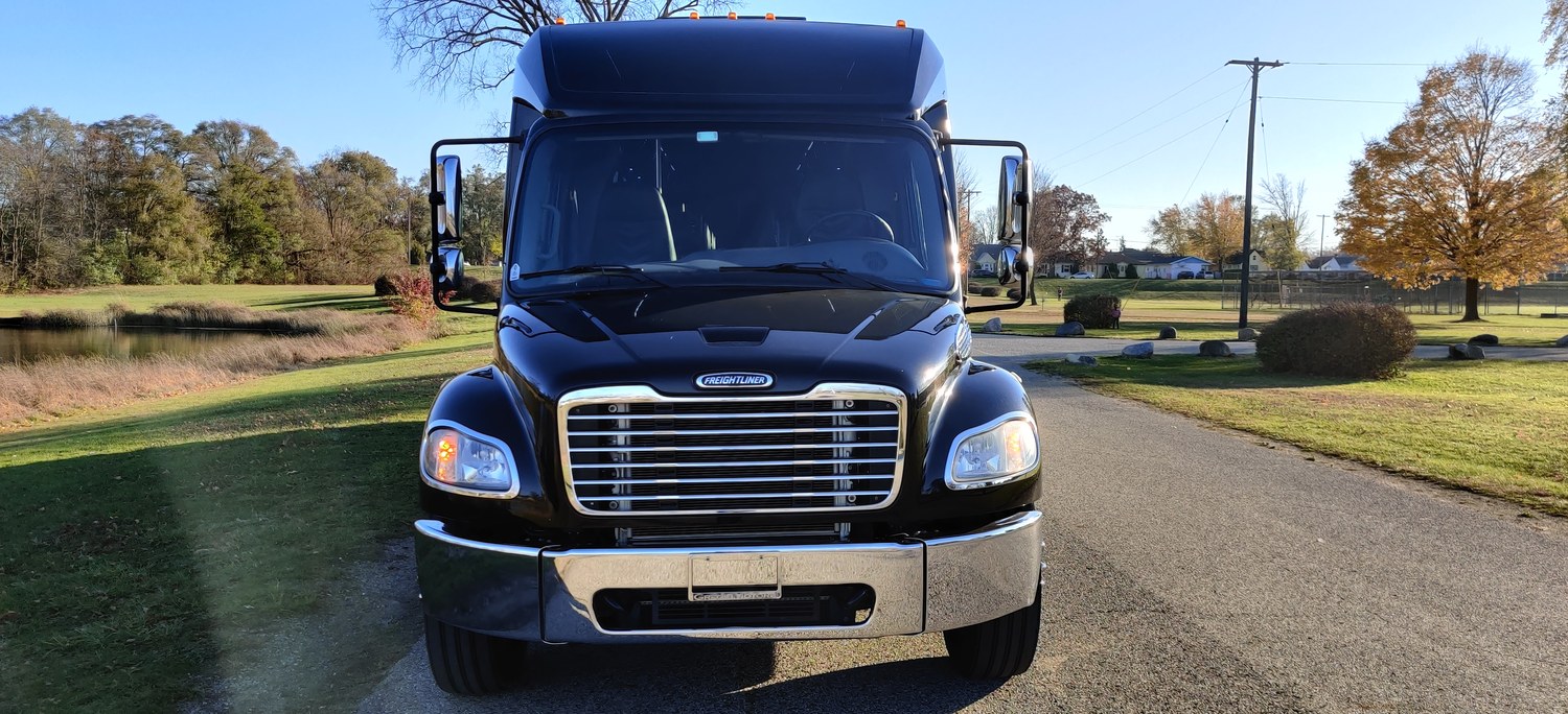 Black luxury limo bus